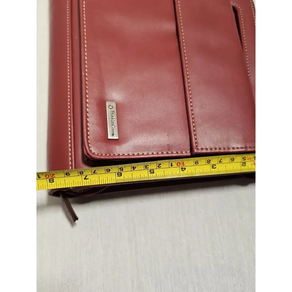 Franklin Covey Burgundy Faux Leather Tote Wallet Planner Case - Missing Binder